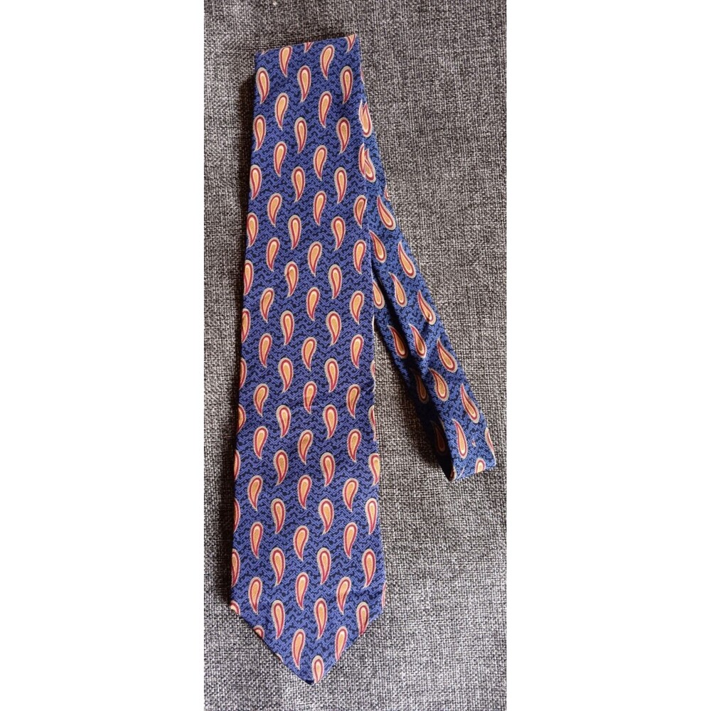 Tie 70s 80s 90s Y2K Mens Bill Blass Blue Yellow Geometric 3.75 Wide 55 Long